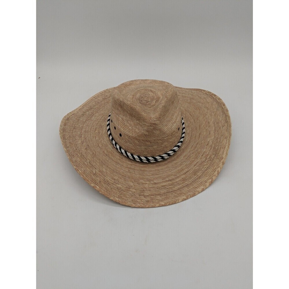 D'avila Palm Straw Black & White Rope Western Hat Made In Mexico Size 59-7 3/8